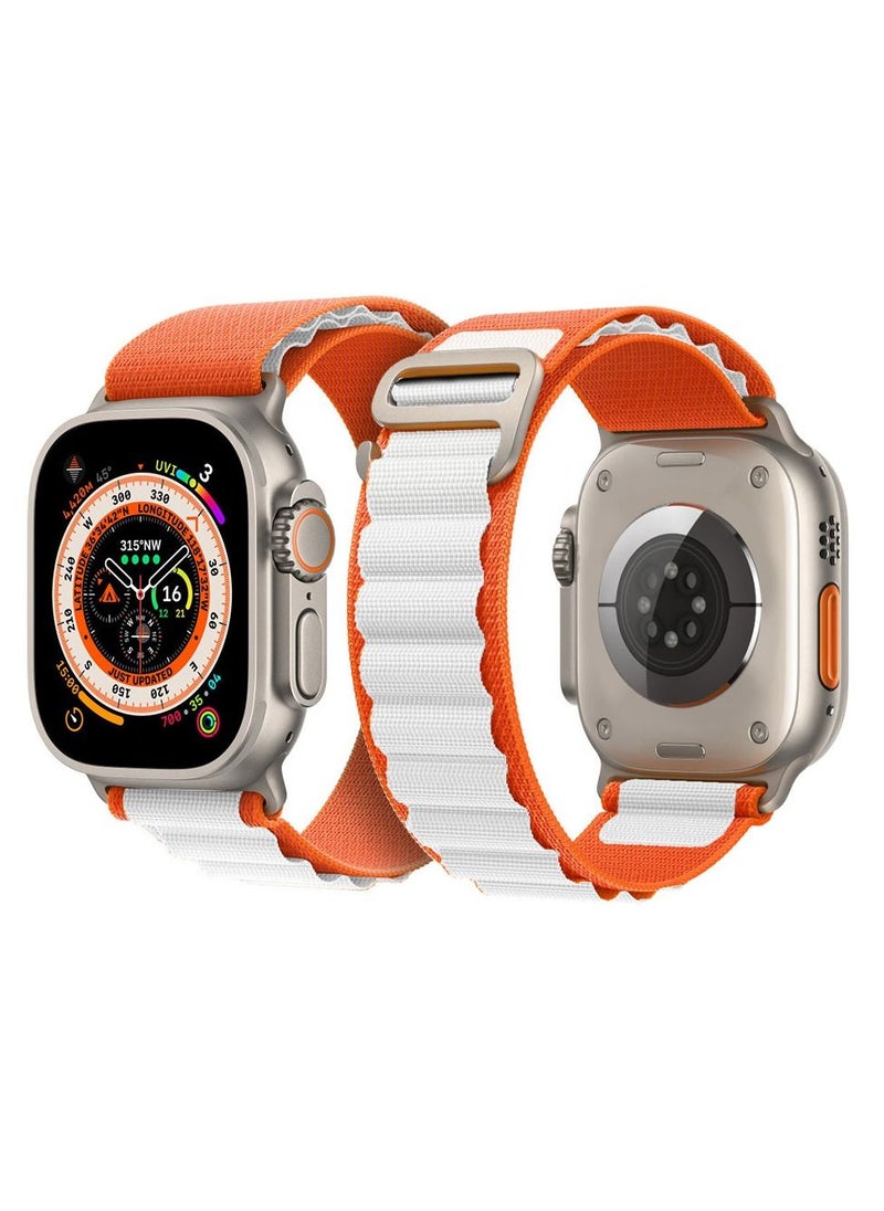 CATANES - Apple Watch Band 49mm 45mm 44mm 42mm Alpine Loop Band Women Men Adjustable with Metal G-Hook Strap for iWatch Ultra Series SE 8/7/6/5/4/3/2/1 Orange White - Image 1