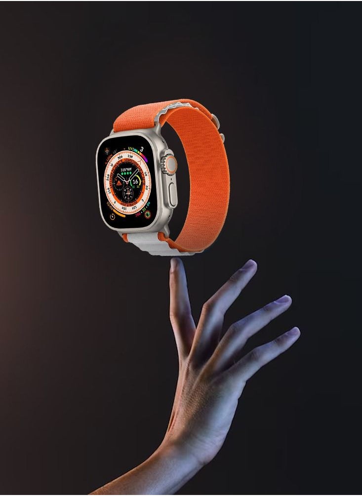 CATANES - Apple Watch Band 49mm 45mm 44mm 42mm Alpine Loop Band Women Men Adjustable with Metal G-Hook Strap for iWatch Ultra Series SE 8/7/6/5/4/3/2/1 Orange White - Image 1