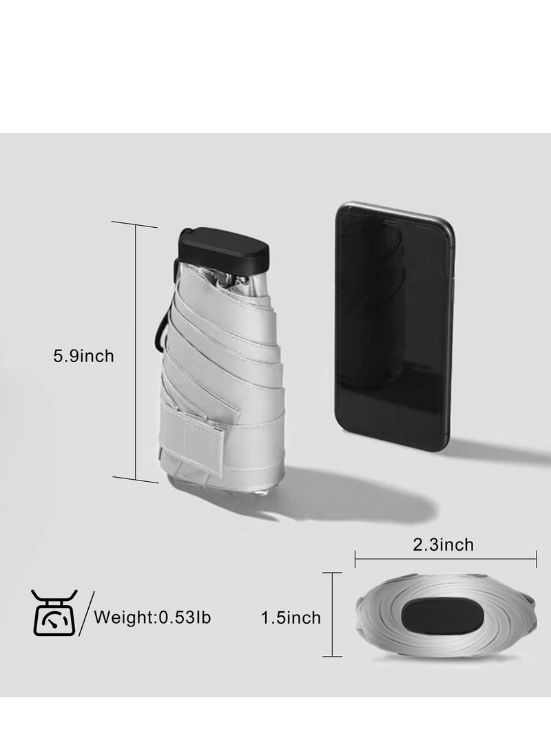 مظلات قابلة للطي صغيرة ، مظلة صغيرة للسفر خفيفة الوزن للمحفظة UPF 50+ حماية من الأشعة فوق البنفسجية للشمس المطيرة 5 أضعاف مظلة للنساء والفتيات والأطفال ، ألوان متعددة - Image 2