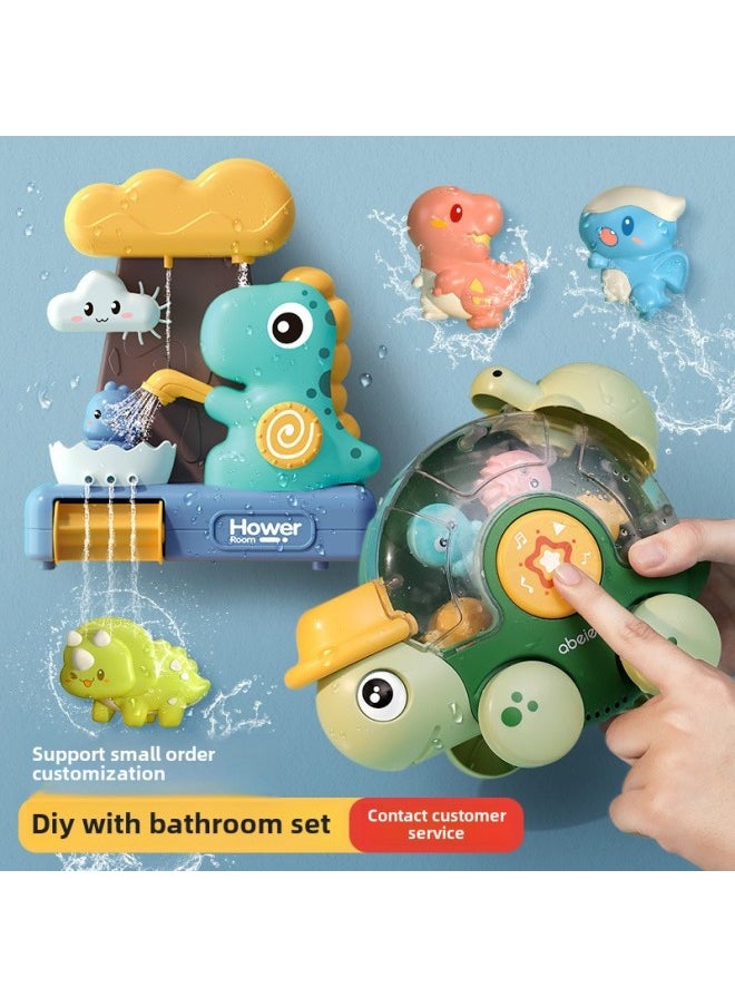 Dinosaur Bathroom Toy Animal Shower Sprinkler Sucker Water Spray Baby Children Bath Toy-Color:Turtle Spinning Music  - Image 3