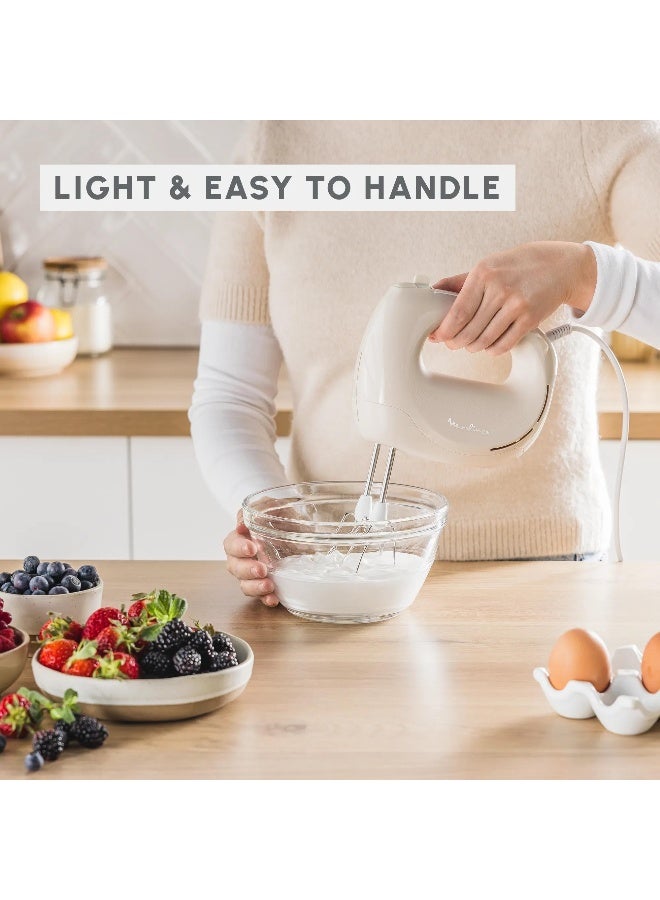 MOULINEX Easy Max | Hand Mixer | Flawless Mixing | Compact | 300W | 5-Speed Adjustable Button | White | HM2601M0 300 W HM2601M0 white - Image 5