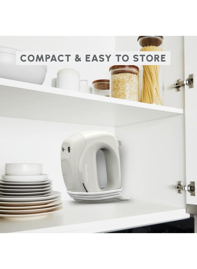 MOULINEX Easy Max | Hand Mixer | Flawless Mixing | Compact | 300W | 5-Speed Adjustable Button | White | HM2601M0 300 W HM2601M0 white - Image 4