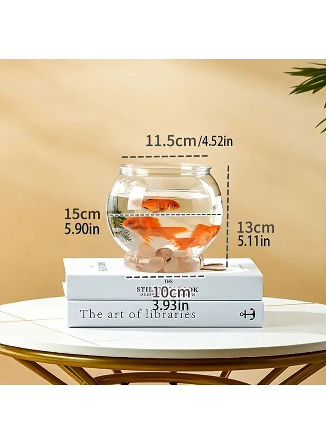 Big Size Acrylic Fish Bowl Transparent Round Desktop Aquarium with Vertical Rind Design - Image 1