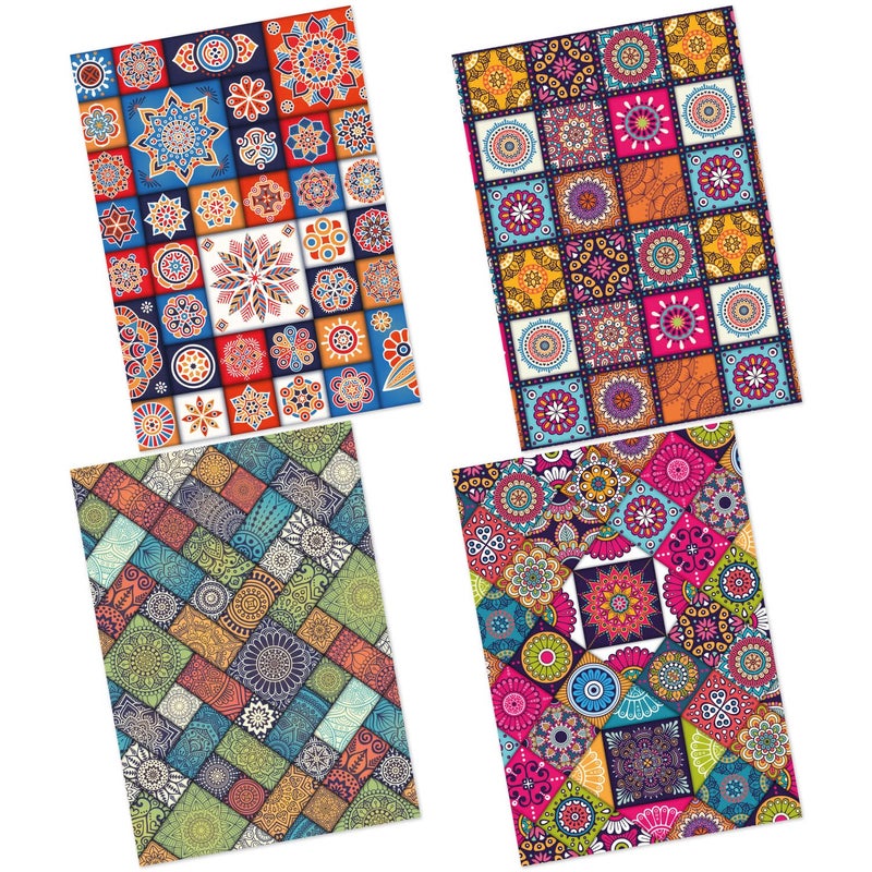 CrafTangles Decoupage Paper Pack - Floral Batik Print (A4) - 4 sheets - Image 1