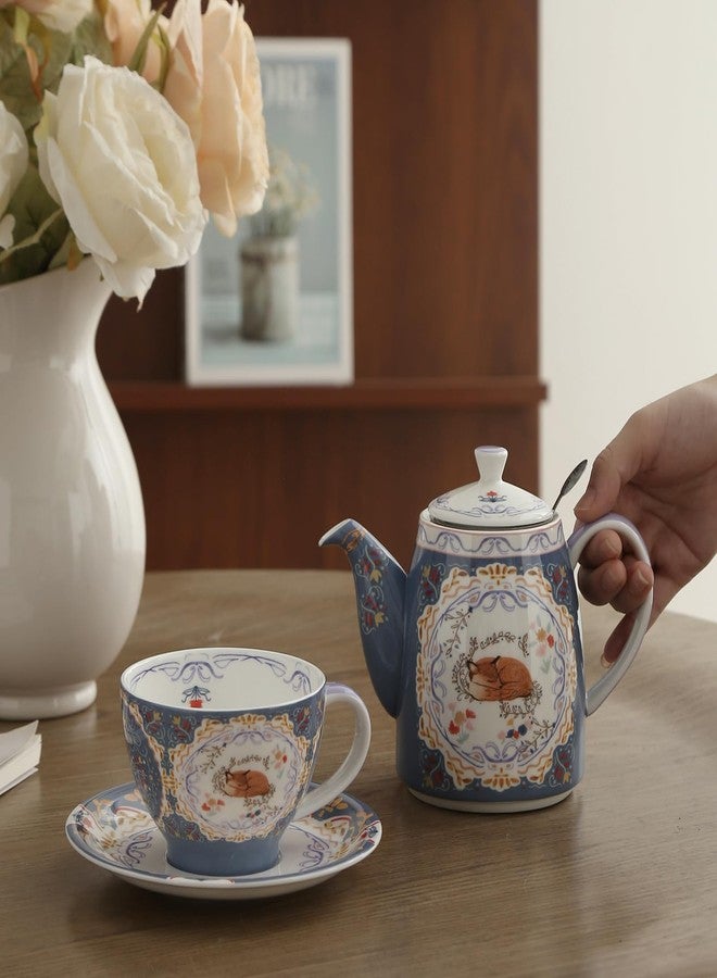 London Pottery Bone China Teapot Set, Afternoon Tea for One, Animal Pattern Teapot Cup and Saucer Set (Fox) - Image 5