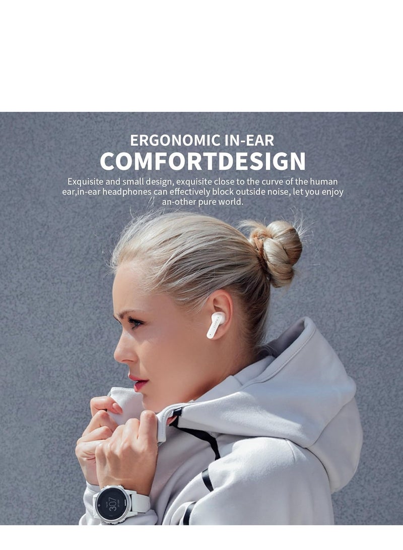 havit True Wireless Stereo Earbuds with Bluetooth 5.1 - Stylish Design, 10mm Dynamic Drivers for Powerful Sound, Touch Control Features, Long Battery Life for Uninterrupted Listening, Comfortable Fit for Daily Use - Perfect for Music, Calls, and Workouts (White) - Image 2