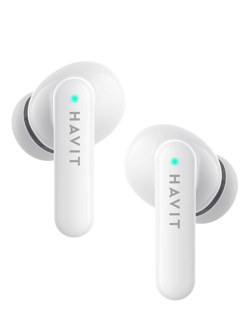 havit True Wireless Stereo Earbuds with Bluetooth 5.1 - Stylish Design, 10mm Dynamic Drivers for Powerful Sound, Touch Control Features, Long Battery Life for Uninterrupted Listening, Comfortable Fit for Daily Use - Perfect for Music, Calls, and Workouts (White) - Image 4