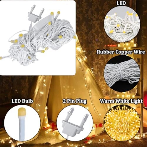 fizzytech 20 Meter 60 LEDs 5MM Decorative String Light | Warm White LED Fairy Light for Diwali, Christmas, Weddings & Home Decoration | Polycarbonate, Pack of 10 (60 LED 5MM WW, Pack of 10) - Image 3