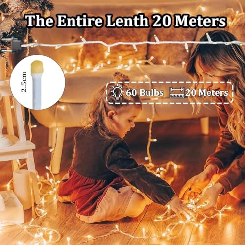 fizzytech 20 Meter 60 LEDs 5MM Decorative String Light | Warm White LED Fairy Light for Diwali, Christmas, Weddings & Home Decoration | Polycarbonate, Pack of 10 (60 LED 5MM WW, Pack of 10) - Image 4