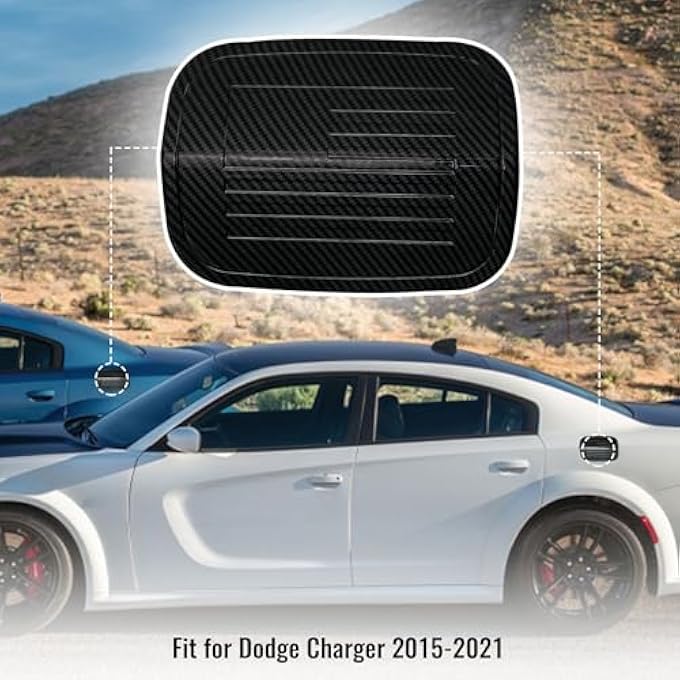 rayihni Gas Cap Fuel Filler Door Gas Tank Cap Trim Cover Fit for Dodge Charger 20152021 - Image 2