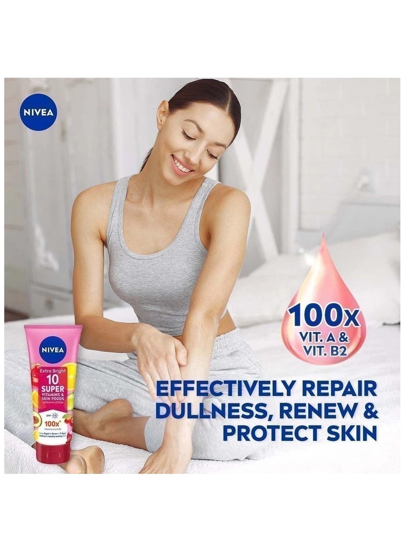 Nivea Body Extra Bright 10 Super Vitamins & Skin Foods Serum In Lotion (3 x 320ml) - Image 4
