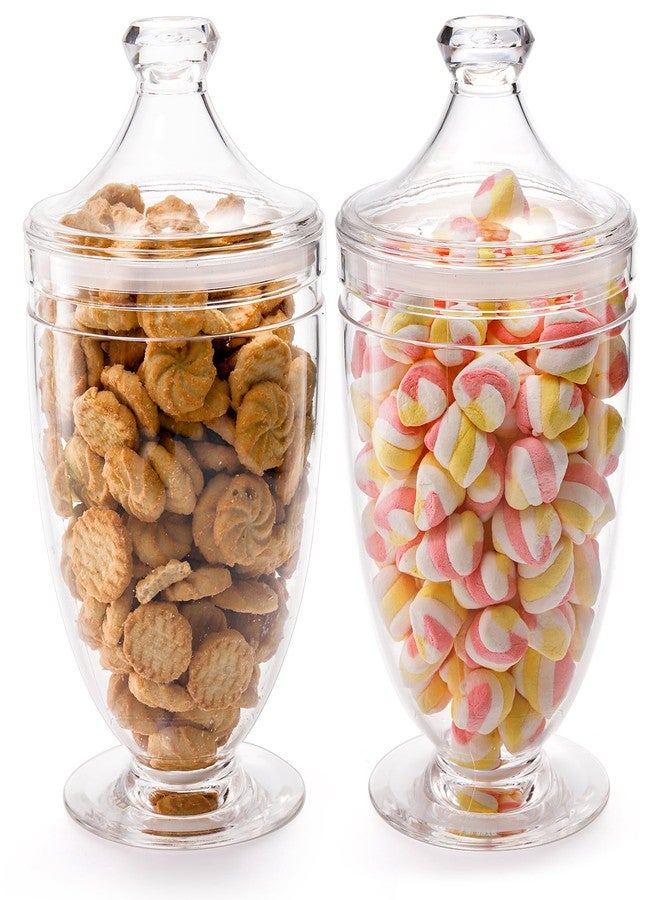 Hacaroa 2 Pack Acrylic Apothecary Jars with Airtight Lids, 46 Oz Clear Plastic Candy Cookie Jars for Candy Buffet, Decorative Bathroom Canister Container for Bath Salt, Vanity, Party, Wedding - Image 1
