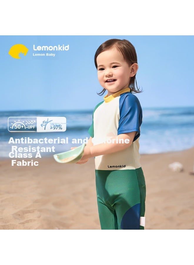 Lemonkid Children's Two-piece Swimsuit, Summer Boys And Girls Swimwear, Baby One-piece Sun Protection Swimwear, Mountain Lake Green One-piece 90 - Image 1