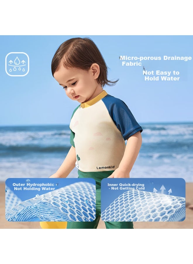 Lemonkid Children's Two-piece Swimsuit, Summer Boys And Girls Swimwear, Baby One-piece Sun Protection Swimwear, Mountain Lake Green One-piece 90 - Image 4