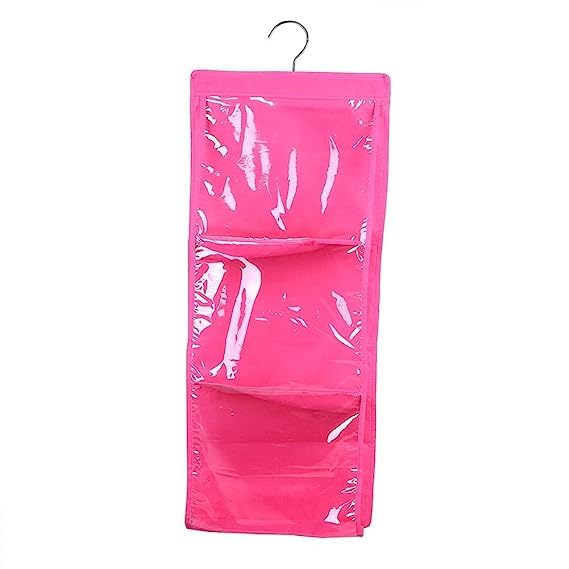 Coolkart 6 Pocket Clear Purse Handbags Organizer Door Closet Shelf Hanging Storage Bag Pink - Image 5