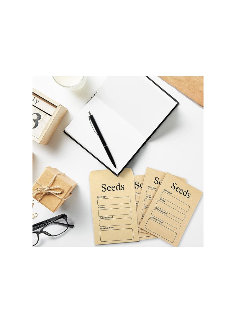 SYOSI - Seed Saving Envelopes, 3.15 x 4.72 Inch Resealable Self Sealing Seed Envelope Seed Packets, with Preprinted Seed Collecting Template, for Collection of Seeds, Yellow, 100 Pcs - Image 1