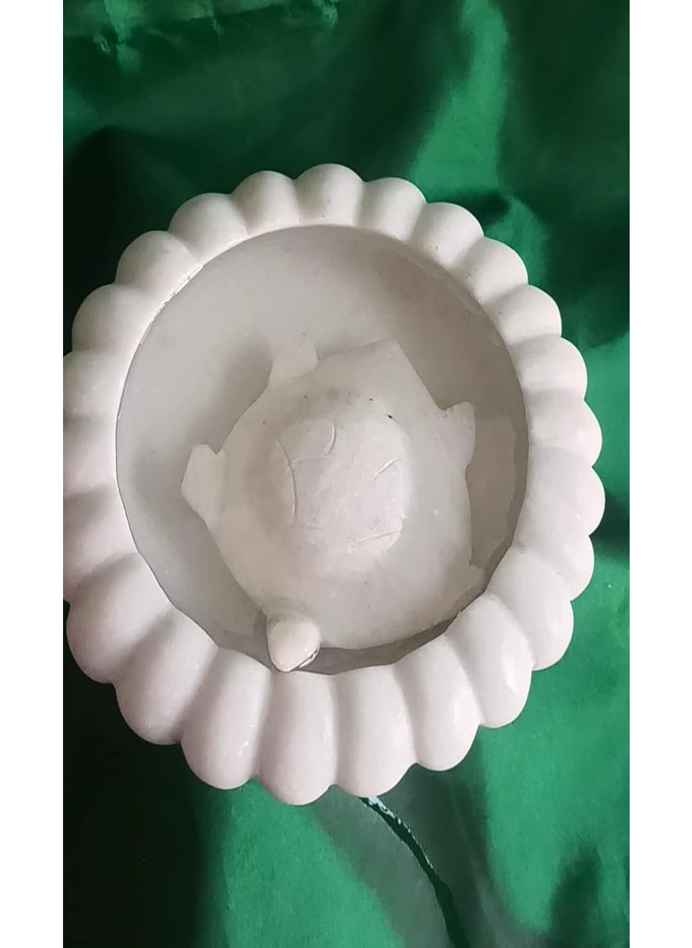 R&M - Marble Bowl (8 Inch, White) Use as Birdbath, Decorative Bowl with Floating Turtle Living Room Table Decor Bowl Marble Candle Holder - Image 1