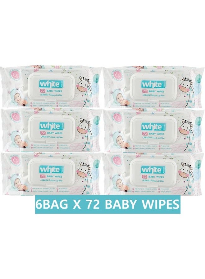 وايت مناديل الأطفال البيضاء - 72 منديل - 6 عبوات - Image 1
