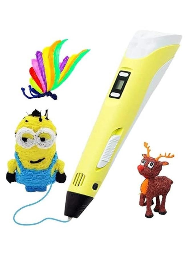 ELTRAZONE 3D Printing Pen With Adjustable Speed And Temperature For Kids Use For Creativity and 3D Design (USB Plug) Yellow - Image 2