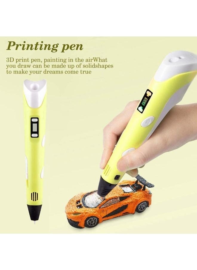 ELTRAZONE 3D Printing Pen With Adjustable Speed And Temperature For Kids Use For Creativity and 3D Design (USB Plug) Yellow - Image 4