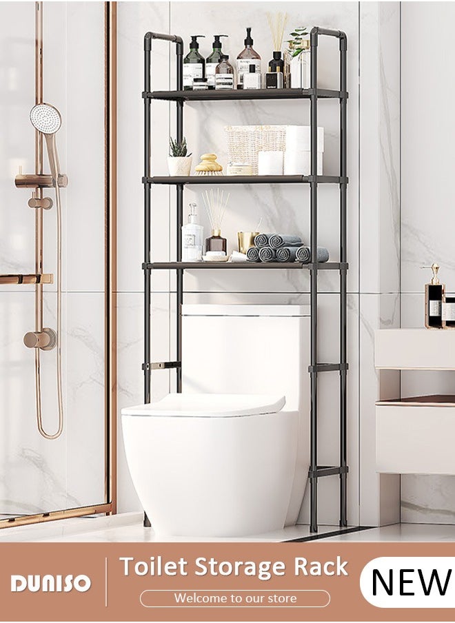 DUNISO 3 Tier Storage Shelves, Stable Bathroom Shelf Organizer, Storage Rack with Armrests, Removable Free Standing Rack, Multipurpose Rack for Over The Toilet Bathroom, Shelving Unit for Laundry Room,Living Room,Garage,Pantry,Study Room  - Image 1