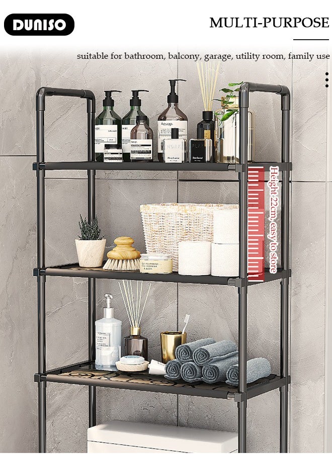 DUNISO 3 Tier Storage Shelves, Stable Bathroom Shelf Organizer, Storage Rack with Armrests, Removable Free Standing Rack, Multipurpose Rack for Over The Toilet Bathroom, Shelving Unit for Laundry Room,Living Room,Garage,Pantry,Study Room  - Image 2