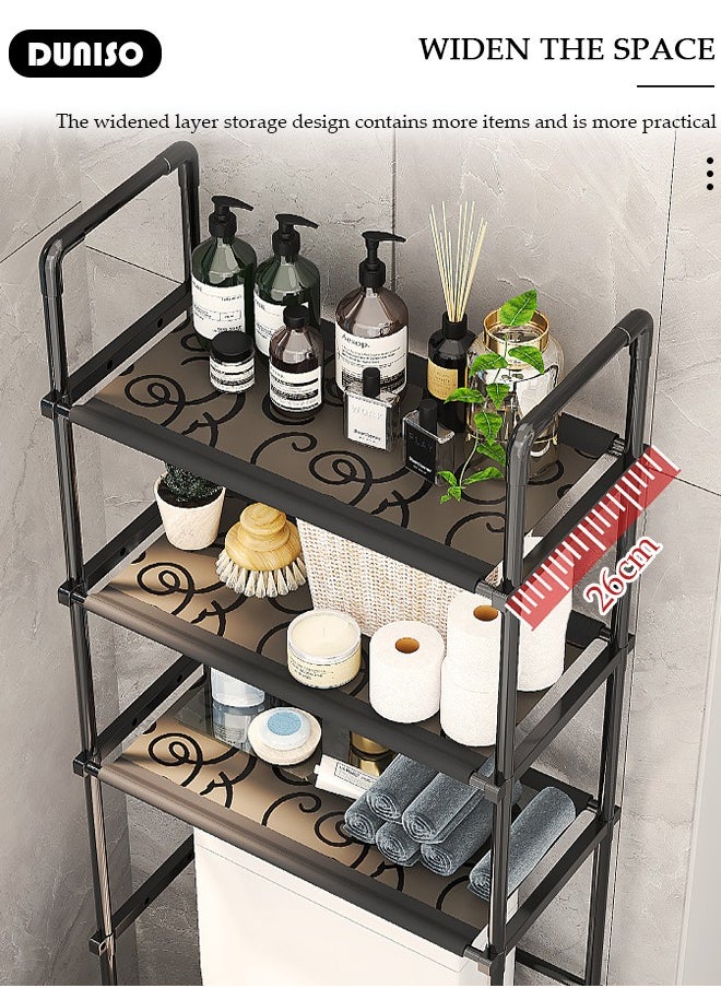 DUNISO 3 Tier Storage Shelves, Stable Bathroom Shelf Organizer, Storage Rack with Armrests, Removable Free Standing Rack, Multipurpose Rack for Over The Toilet Bathroom, Shelving Unit for Laundry Room,Living Room,Garage,Pantry,Study Room  - Image 3