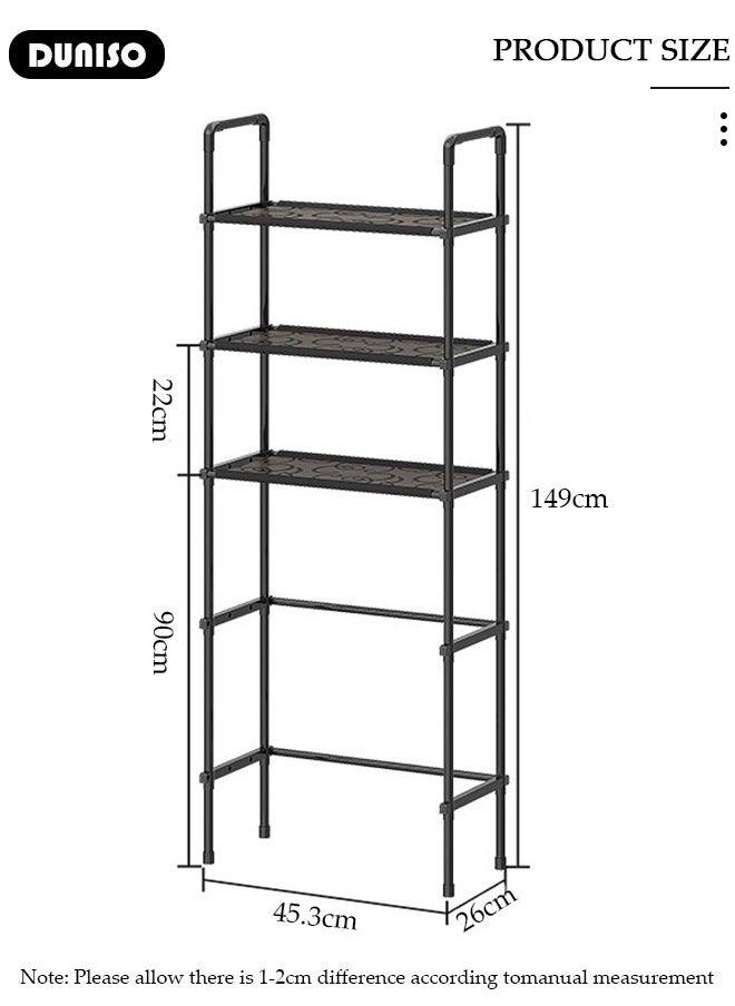 DUNISO 3 Tier Storage Shelves, Stable Bathroom Shelf Organizer, Storage Rack with Armrests, Removable Free Standing Rack, Multipurpose Rack for Over The Toilet Bathroom, Shelving Unit for Laundry Room,Living Room,Garage,Pantry,Study Room  - Image 4