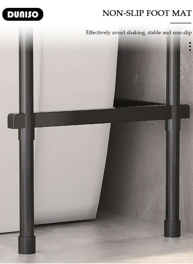 DUNISO 3 Tier Storage Shelves, Stable Bathroom Shelf Organizer, Storage Rack with Armrests, Removable Free Standing Rack, Multipurpose Rack for Over The Toilet Bathroom, Shelving Unit for Laundry Room,Living Room,Garage,Pantry,Study Room  - Image 5