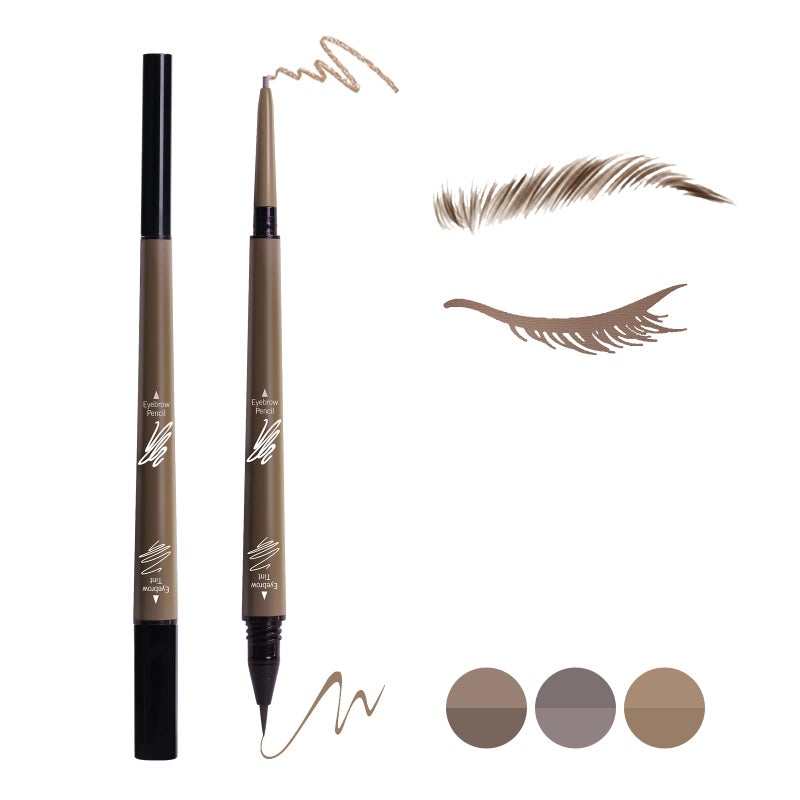 Music Flower 2 in 1 Eyebrow Pencil - Waterproof & Long Lasting Liquid Eyebrow Pen - Dual Ended Pencil Fills and Defines Brow Tint with the Precision & Definition of Microblading, Brown - Image 1
