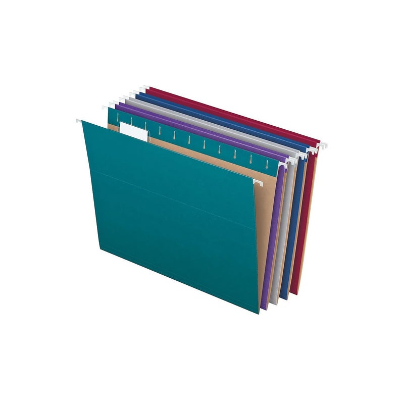 Pendaflex Recycled Hanging File Folders, Letter Size, Assorted Jewel-Tone Colors, Two-Tone for Foolproof Filing, 1/5-Cut Tabs, 25 Per Box (81667) - Image 1