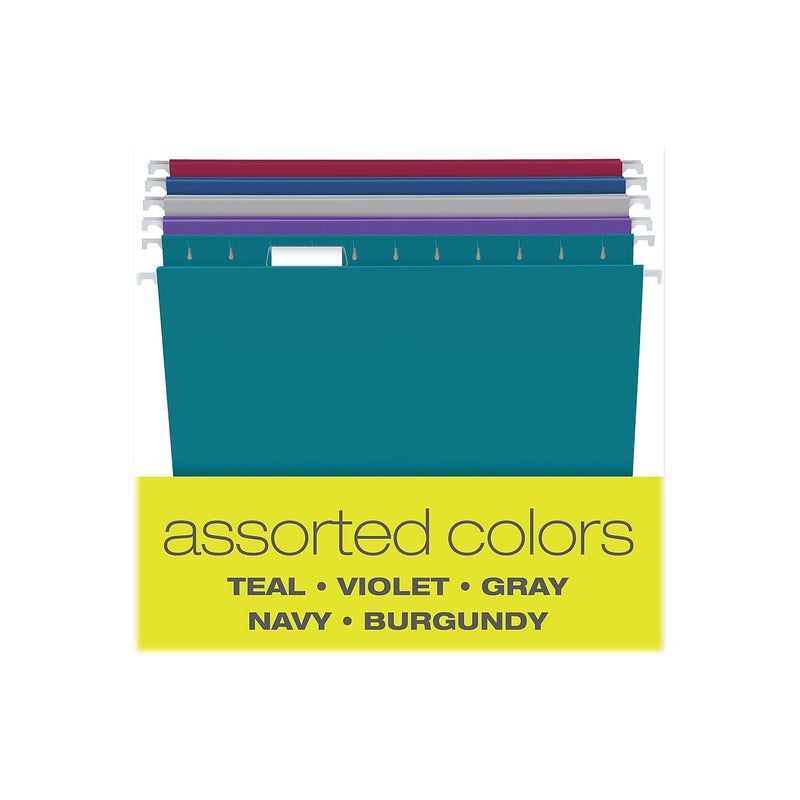Pendaflex Recycled Hanging File Folders, Letter Size, Assorted Jewel-Tone Colors, Two-Tone for Foolproof Filing, 1/5-Cut Tabs, 25 Per Box (81667) - Image 3