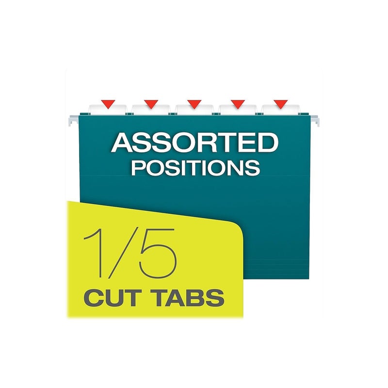 Pendaflex Recycled Hanging File Folders, Letter Size, Assorted Jewel-Tone Colors, Two-Tone for Foolproof Filing, 1/5-Cut Tabs, 25 Per Box (81667) - Image 5