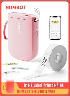 NIIMBOT D11 New Version Label Maker Machine D11-H Label Printer with Tape, 300dpi Upgraded Resolution, Bluetooth Label Printer, Portable Thermal Printer with 15mm Printing Width, Sticker Maker for Clothing Food Organizing Home Office School, Pink  - Image 1