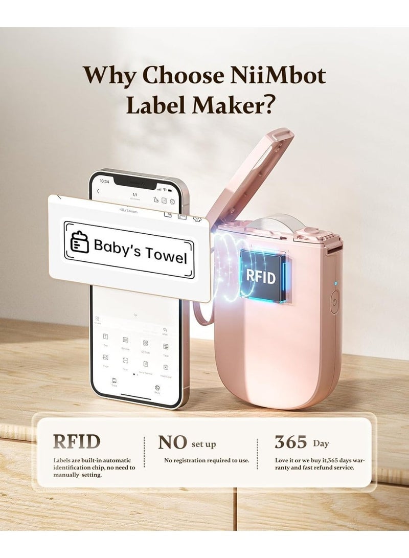 NIIMBOT D11 New Version Label Maker Machine D11-H Label Printer with Tape, 300dpi Upgraded Resolution, Bluetooth Label Printer, Portable Thermal Printer with 15mm Printing Width, Sticker Maker for Clothing Food Organizing Home Office School, Pink - Image 2