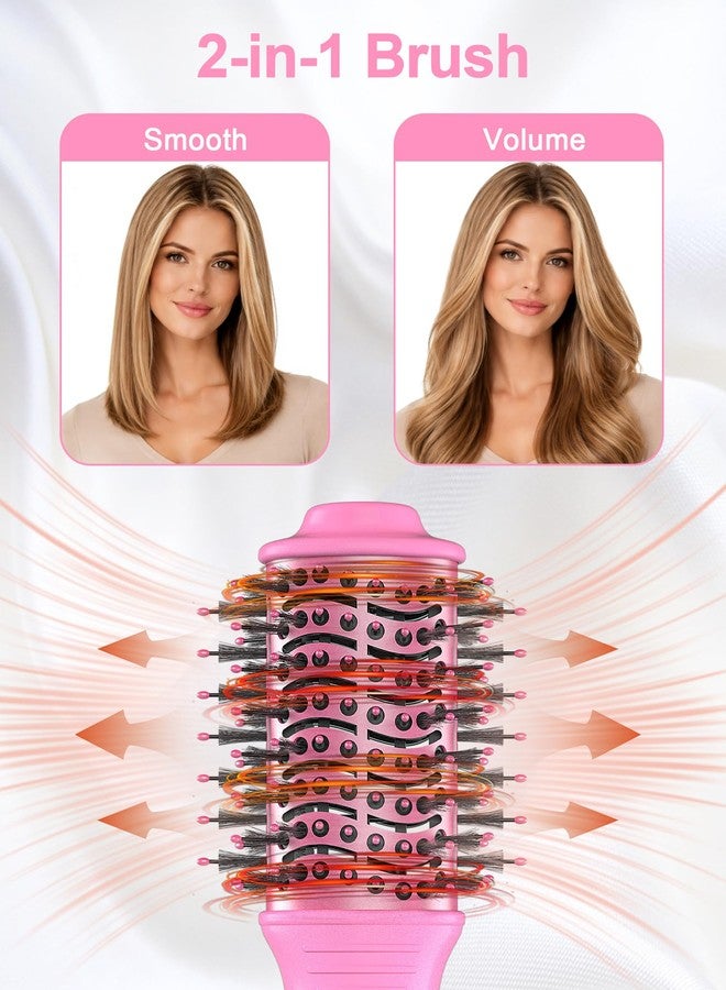 دان تكنولوجي فرشاة تجفيف الشعر الصغيرة للسفر للشعر القصير إلى المتوسط، فرشاة هواء ساخن بيضاوية الشكل مقاس 2 بوصة مع طلاء سيراميك، 3 إعدادات للحرارة للحصول على تصفيف ناعم وكثيف، 120 فولت (وردي) - Image 3
