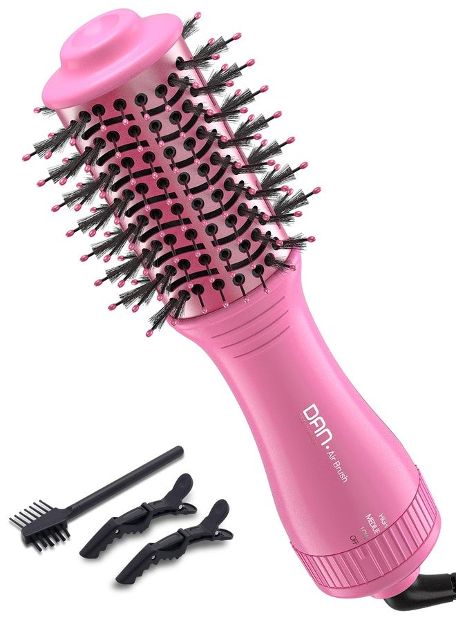 دان تكنولوجي فرشاة تجفيف الشعر الصغيرة للسفر للشعر القصير إلى المتوسط، فرشاة هواء ساخن بيضاوية الشكل مقاس 2 بوصة مع طلاء سيراميك، 3 إعدادات للحرارة للحصول على تصفيف ناعم وكثيف، 120 فولت (وردي) - Image 1