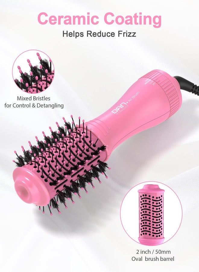 دان تكنولوجي فرشاة تجفيف الشعر الصغيرة للسفر للشعر القصير إلى المتوسط، فرشاة هواء ساخن بيضاوية الشكل مقاس 2 بوصة مع طلاء سيراميك، 3 إعدادات للحرارة للحصول على تصفيف ناعم وكثيف، 120 فولت (وردي) - Image 5