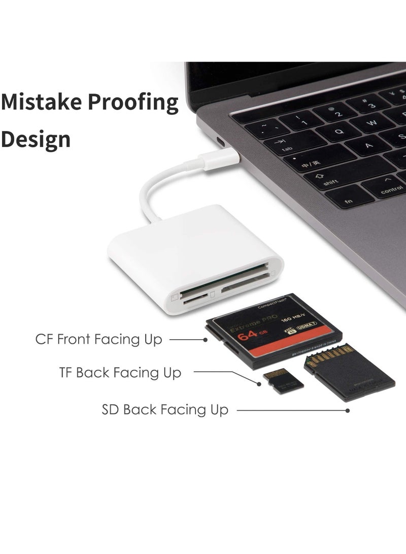USB C CF/SD/TF Card Reader 3 in 1, Compact Flash 3-Slot Memory Adapter for Type-C Device Supports Micro SD Compatible with MacBook Pro/Air M1 iPad Pro Android Galaxy S20 S21U - Image 3