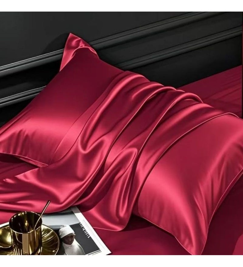 A Solid Color Satin Pillowcase Queen Size 19.69 by 29.53 Inch Wrinkle Resistant Closure for Bedroom Sofa Home Decor - Image 5