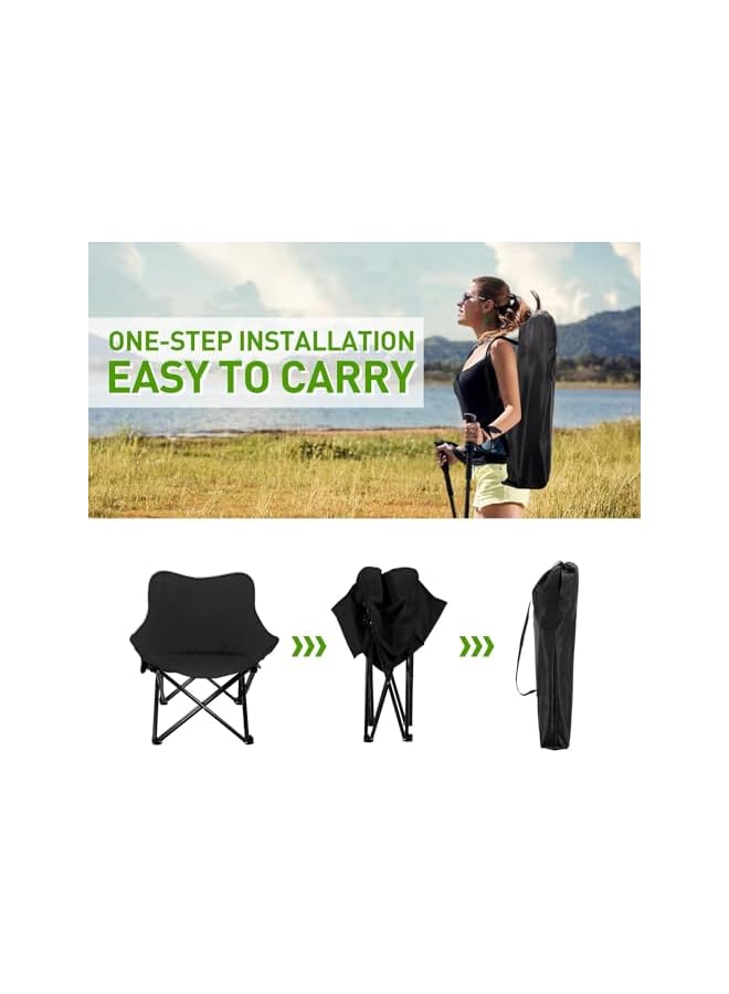 PROMASS Folding Camping Chairs Oversized Heavy Duty Lawn Chair With Cooler Bag, Storage Pocket, Collapsible Padded Outdoor Arm Chair (Black) - Image 5