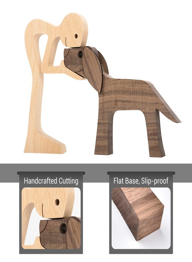 ishine Handmade Wooden Man and Dog Figurine - Home Decor Sculpture, Large 10x6x0.8in, Eco-Friendly Gift - Image 4