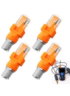 SYOSI 4 Pcs RF to RJ45 Converter, Coaxial to Ethernet Adapter, F Female to RJ45 Male Barrel Connector, Straight Coax Couplers for Line Tester  - Image 1