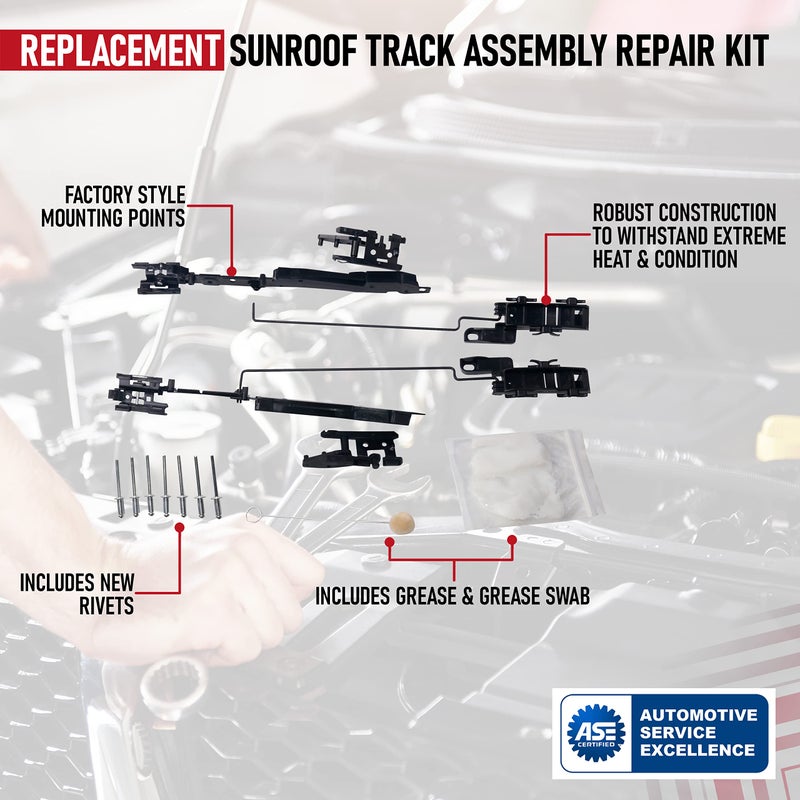 AA Ignition Sunroof Track Assembly Repair Kit - Compatible with Ford & Lincoln Vehicles - F150 2000-2014, Expedition 2000-2017, F250, F350, F450 Super Duty 2005-2016, Navigator, 2006-2008 Mark LT - Sun Roof - Image 3