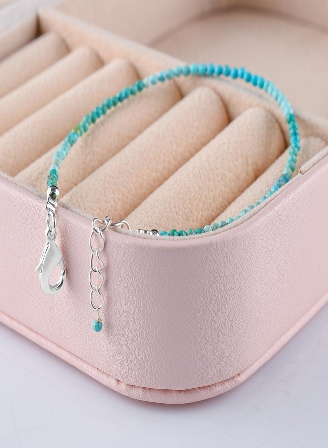 Yanara سوار يانارا الحقيقي من الفيروز للنساء، حجر كريم أصلي، حجر ميلاد طبيعي، سوار بسيط مصنوع يدويًا، مجوهرات شاكرا رائعة من خرز دقيق، كريستالات في سلسلة مطلية بالفضة بطول 8 بوصات - Image 3