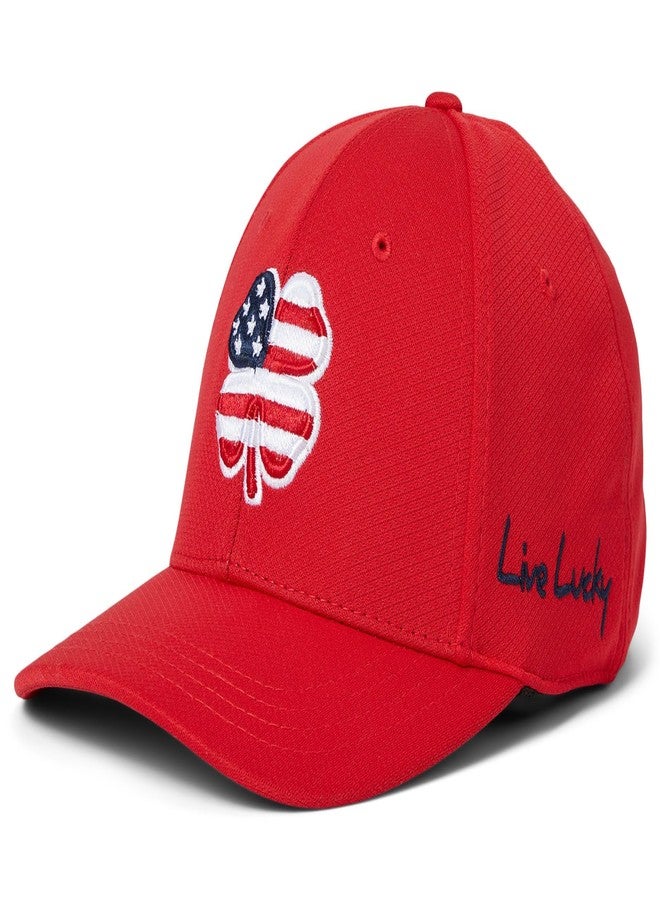 Black Clover, Unisex, USA Vertex Hat, Red hat/3D American Flag Clover, One Size - Image 1