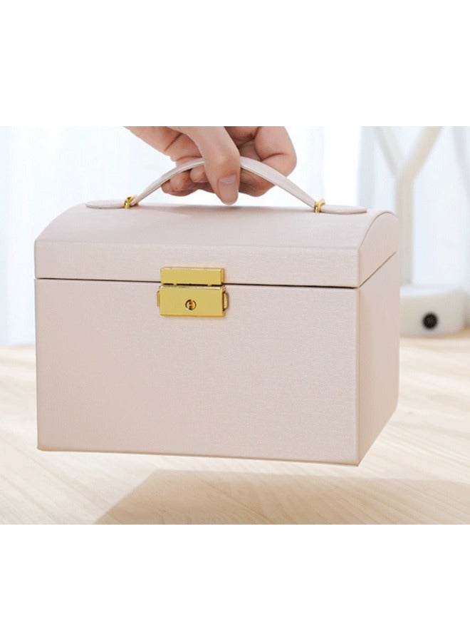 عام صندوق منظم المجوهرات 3 طبقات عالي الجودة مع قفل ومرآة ، أدراج جلد PU ، أقراط مسمار ، أقراط ، تخزين مجوهرات - Image 3