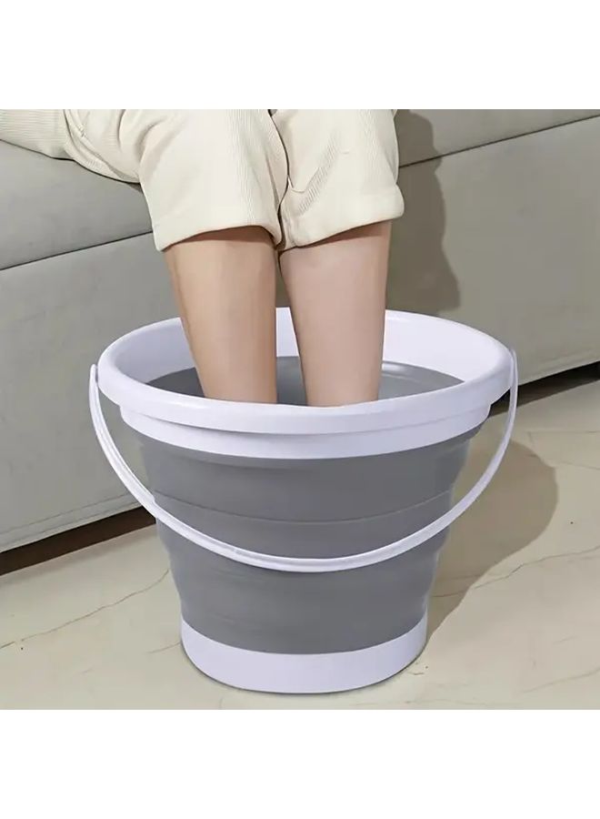 1 32 Gallon Foldable Multipurpose Bucket For Outdoor Car Washing Portable Laundry Collapsible Tub Space Saving Design For Dorm And Foot Bathing Grey - Image 4