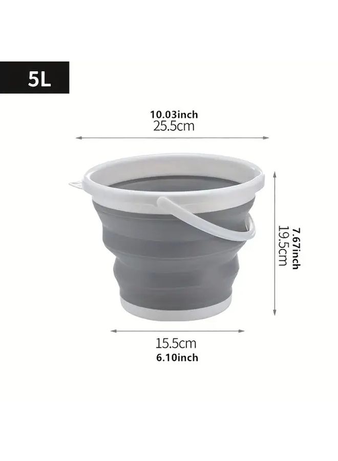 1 32 Gallon Foldable Multipurpose Bucket For Outdoor Car Washing Portable Laundry Collapsible Tub Space Saving Design For Dorm And Foot Bathing Grey - Image 3
