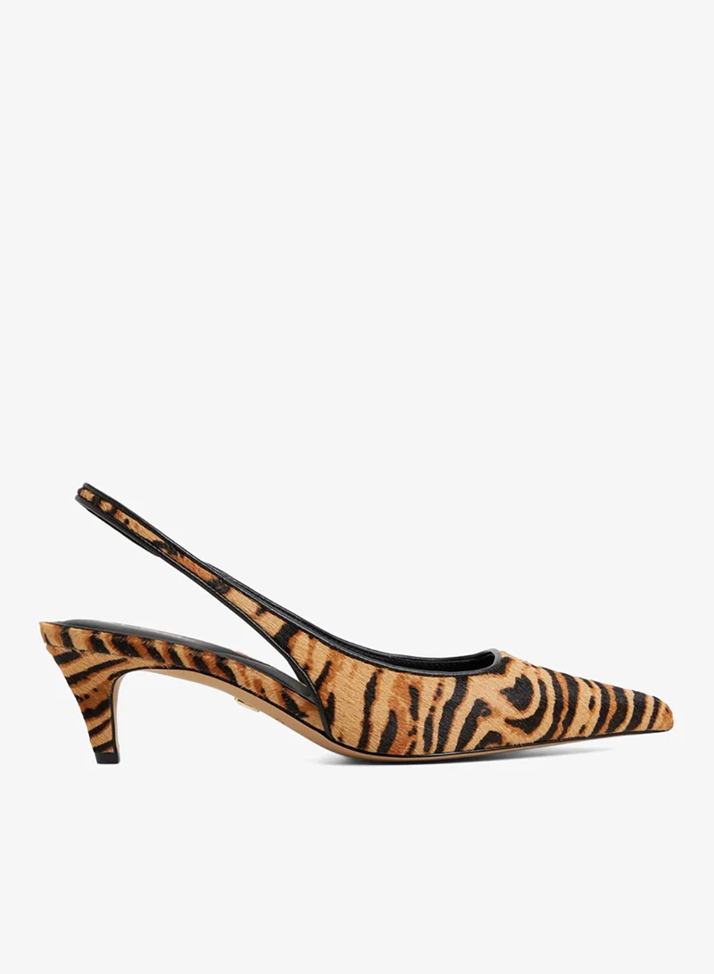 الدو لينا حذاء بكعب بحزام خلفي بطبعة جلد الفهد